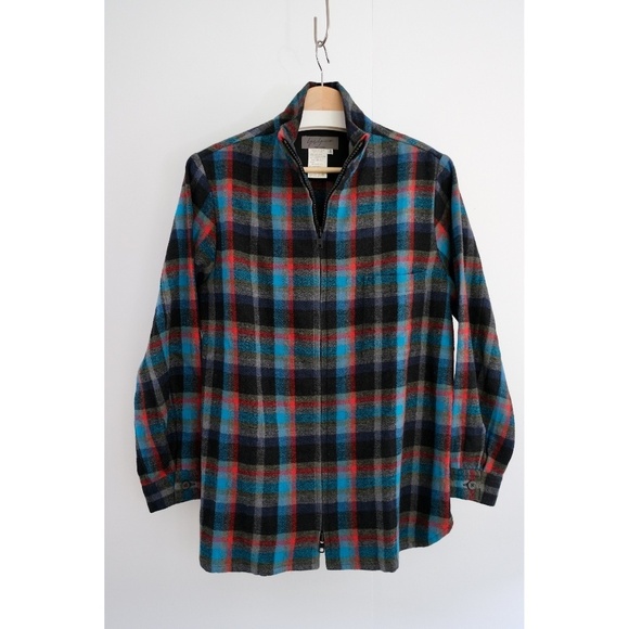 Yohji Yamamoto - AW02 Wool Flannel Dual-Zip Plaid Shirt Jacket - Picture 1 of 15